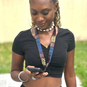 Lanière en Tissu Wax - Pour Téléphone, Badge ou Clés