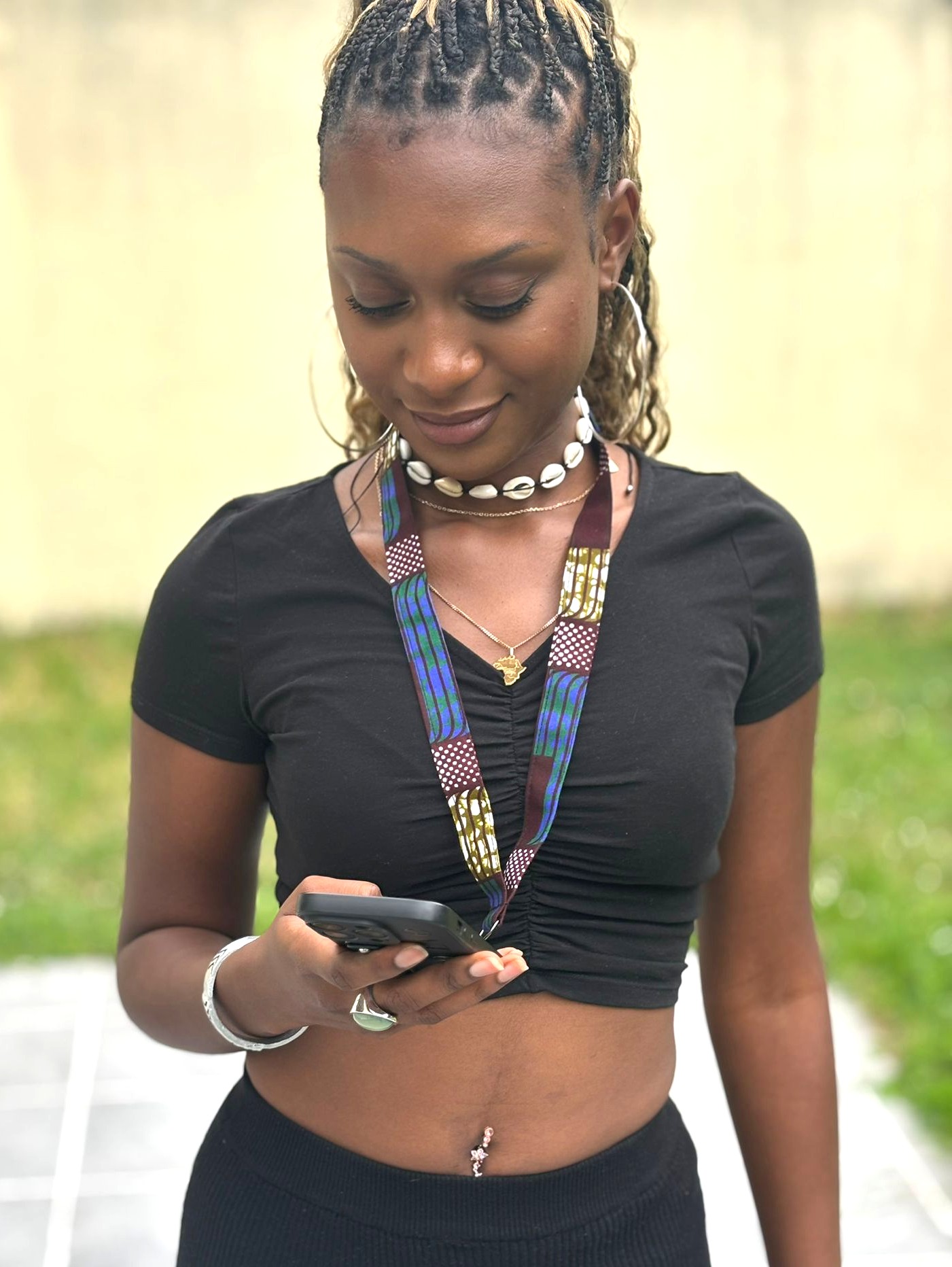 Lanière en Tissu Wax - Pour Téléphone, Badge ou Clés