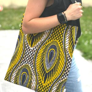 Tote Bag Réversible en Tissu Wax et Uni